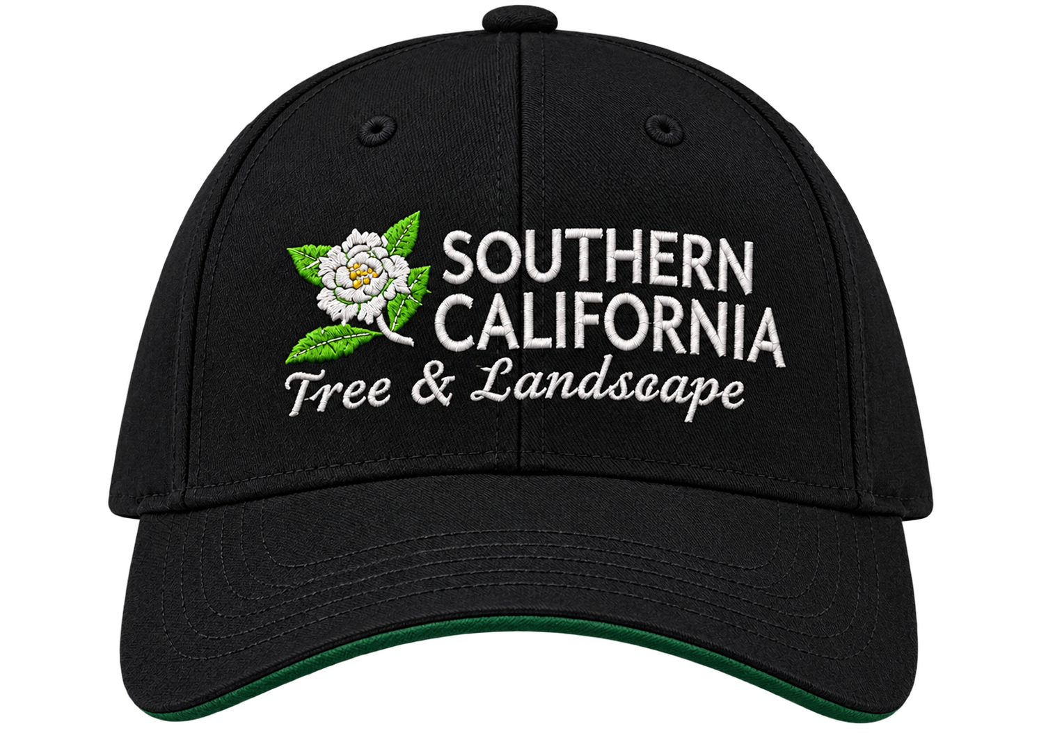 Black Southern California Tree and Landscape embroidered cap